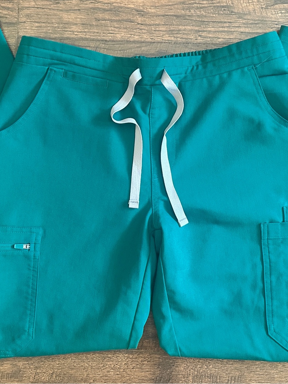 FIGS Women’s Small Scrub Pants Green Teal Cargo Drawstring Stretch